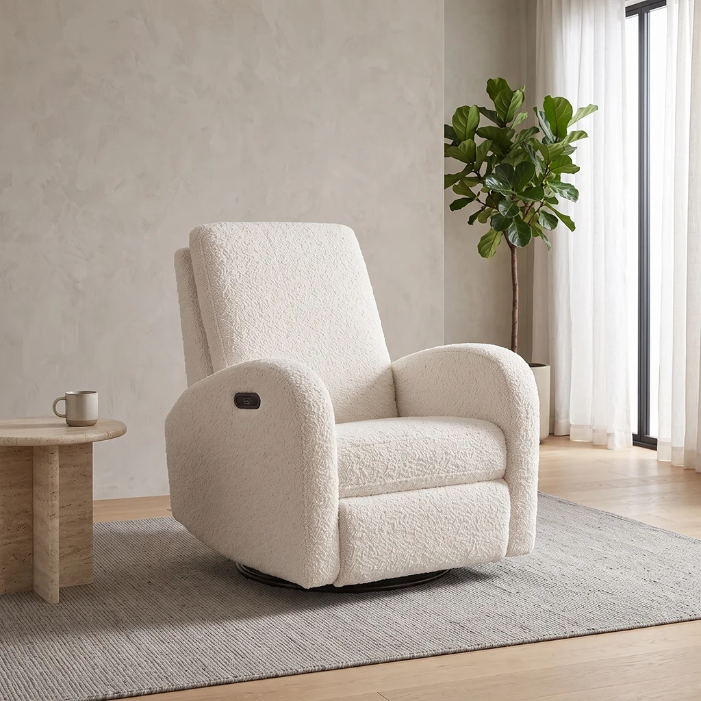 FF-AC053ARSGFS-FS Modern Bouclé Power Swivel Glider Recliner Chair