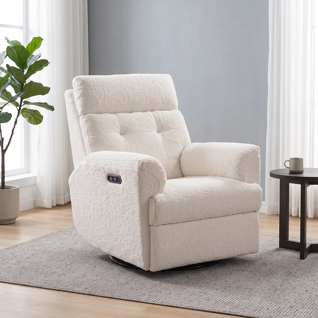 FF-AC086ARSGFS1-FS Extra Comfort Bouclé Power Swivel Glider Recliner