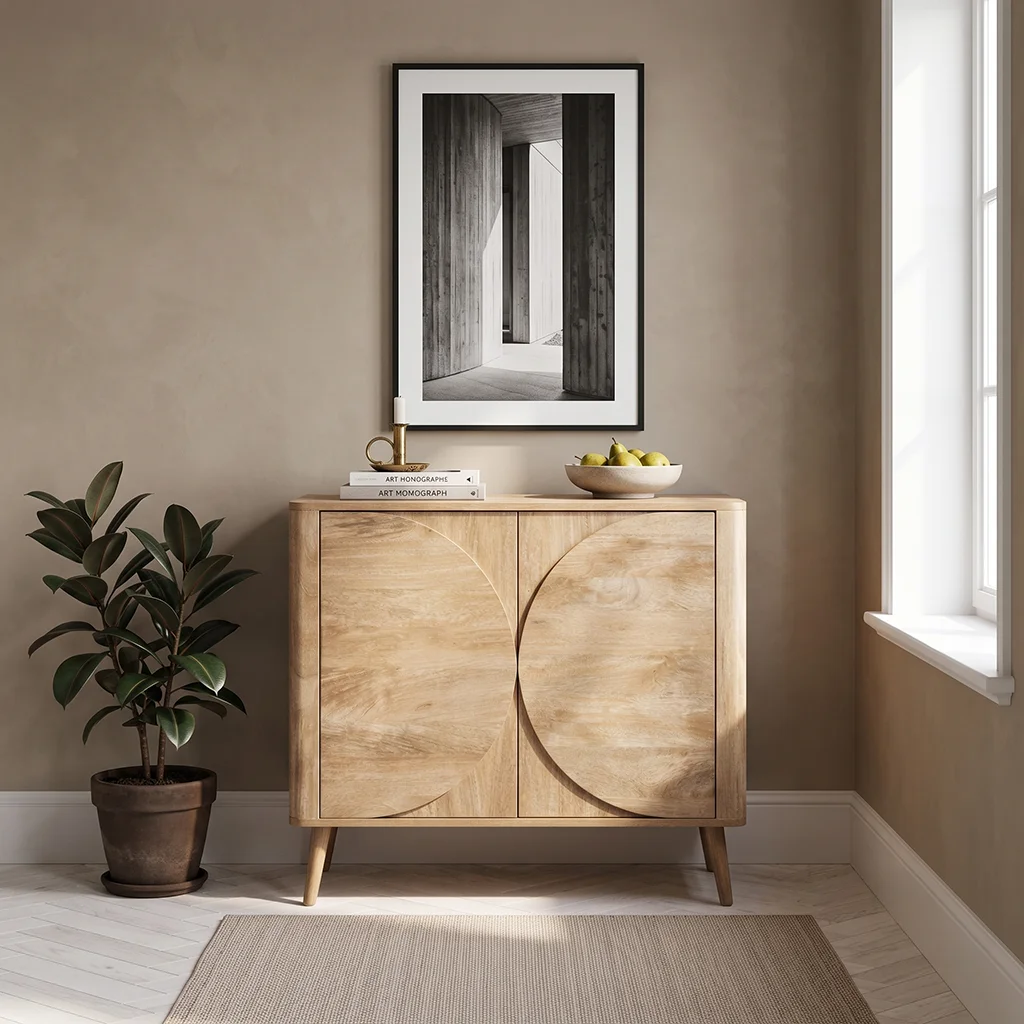 FF-MC51036-FT Modern 36-Inch Oak Sideboard with Curved Door Detail