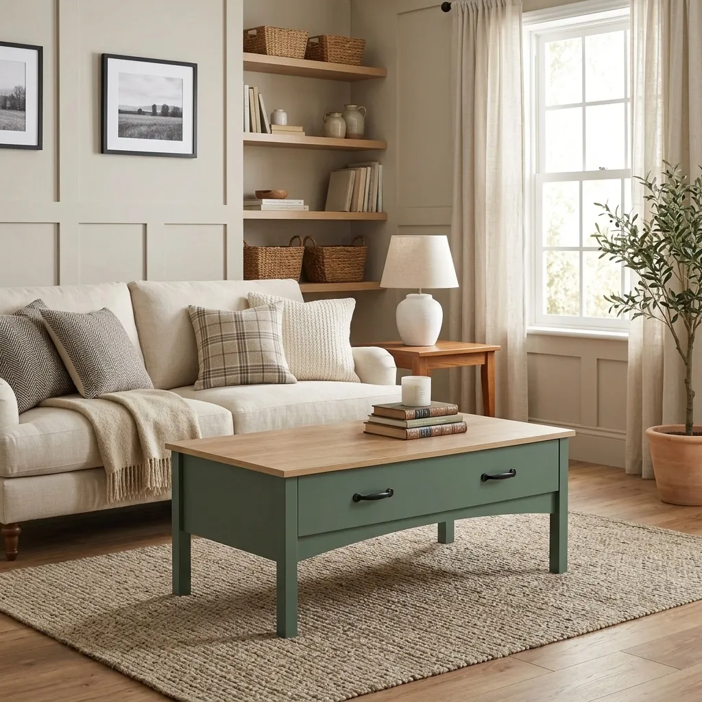 FF-HA3749-FT Modern Farmhouse Coffee Table in Two-Tone Finish