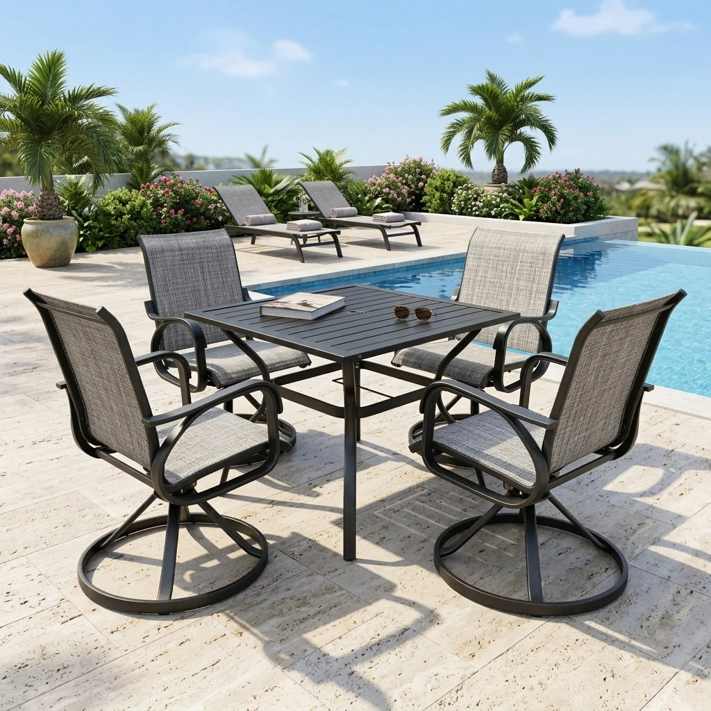 5-Piece Steel and Textilene Outdoor Dining Set