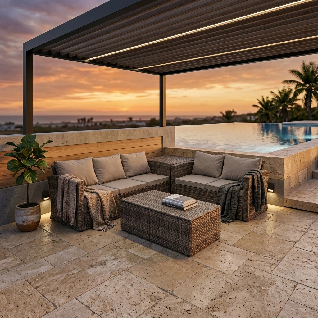 9-PCS Brown PE Rattan Corner Sofa Set