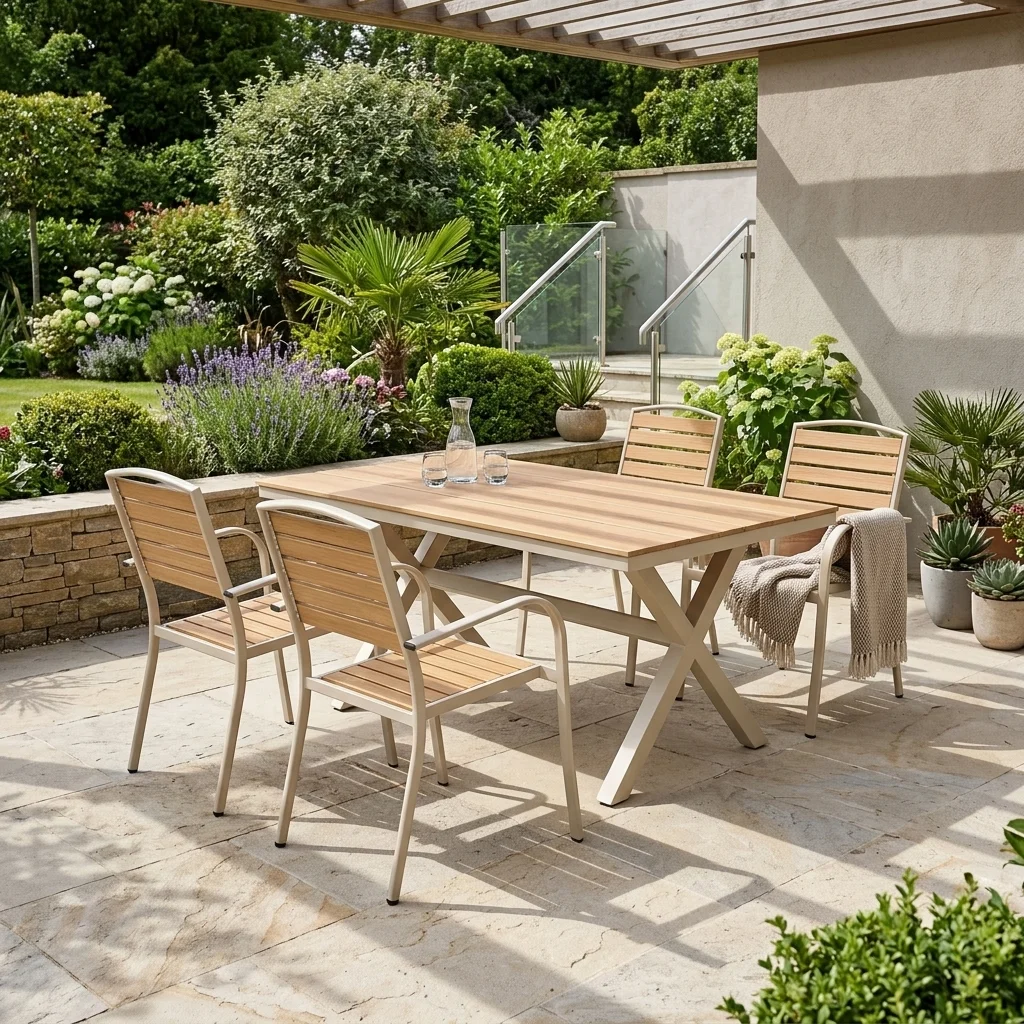 5-PCS Natural Steel Dining Set