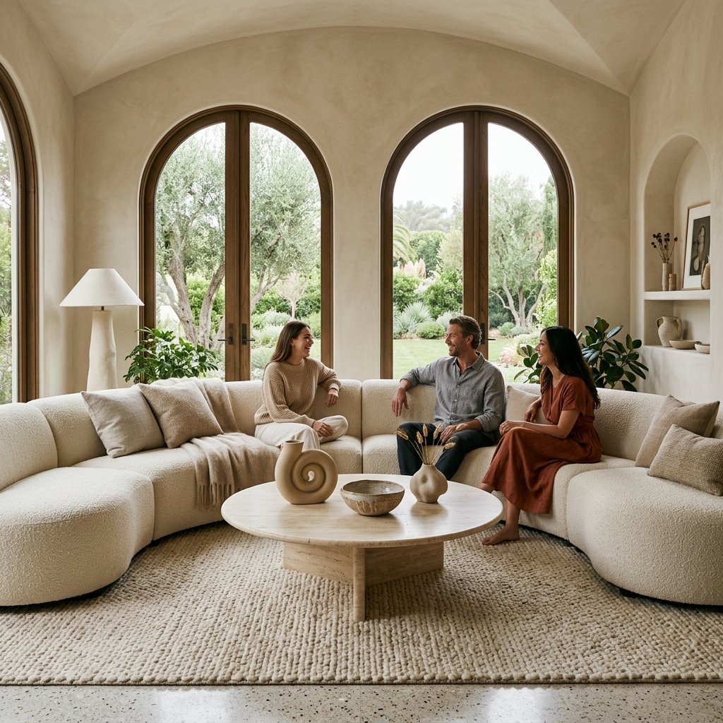 Sweeping Radius-Curve Kidney Bean Sectional Sofa