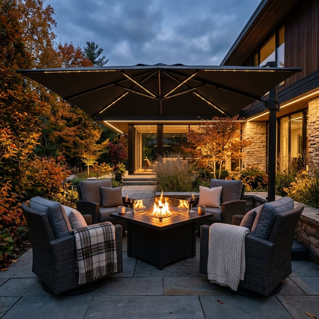 Autumn Twilight Gas Fire Pit Gathering Area
