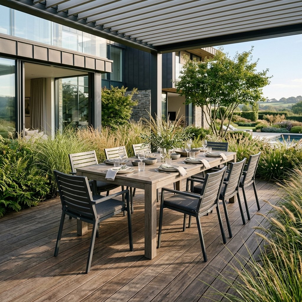 Weathered Wood-Grain Polywood & Sintered Stone Dining