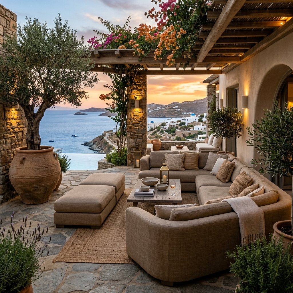 Warm Minimalism Mediterranean Outdoor Lounge